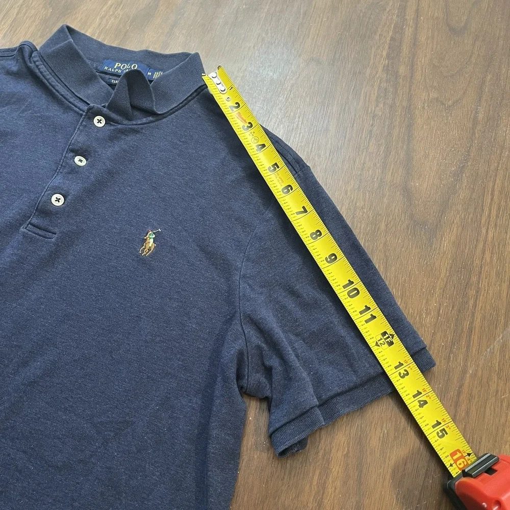 Polo Ralph Lauren Polo M Mens S/S Classic Blue Gray Flesh Pony Preppy Cotton